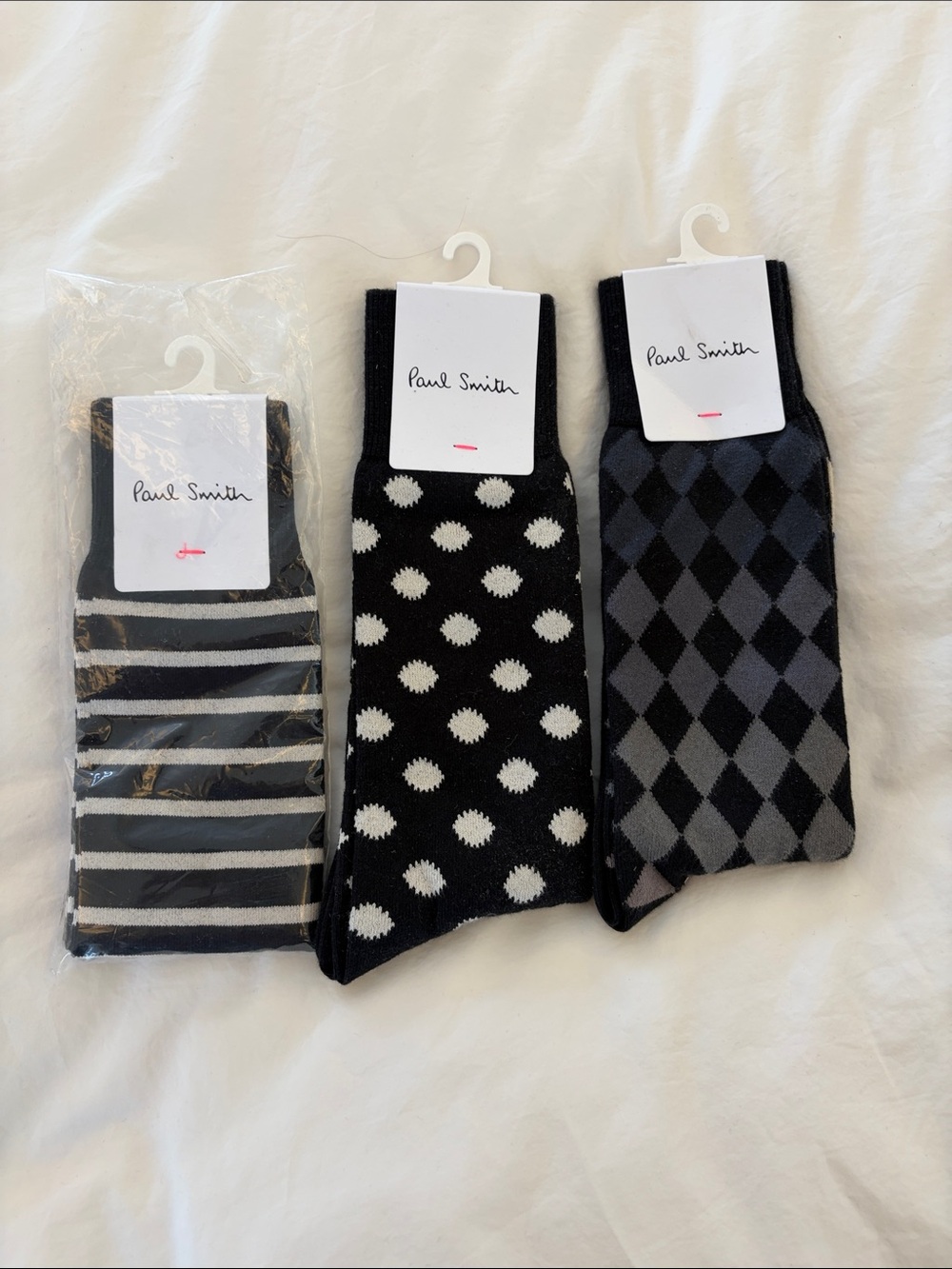 Paul Smith Black & Gray Patterned Men's Dress Socks - 3 Pair Set